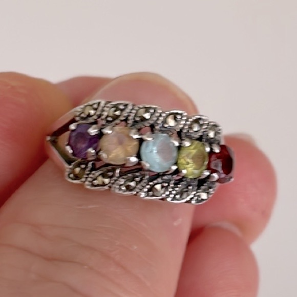 Vintage Silver Sterling 925 with multi color gemstones - Picture 7 of 7